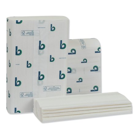 BOARDWALK Boardwalk Multifold Paper Towels, 1 Ply, 250 Sheets, White, 16 PK BWK6204